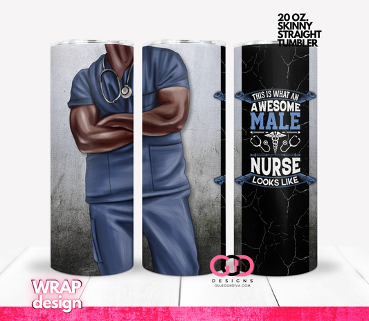 Awesome Male Nurse 3 -  Digital tumbler wrap for 20 oz skinny straight tumbler