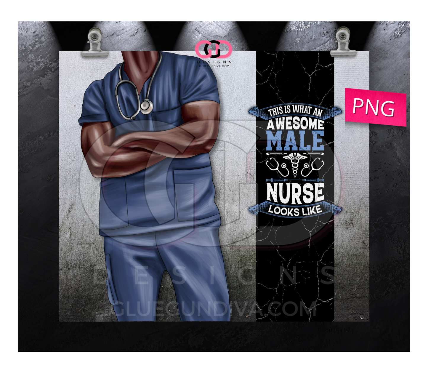 Awesome Male Nurse 3 -  Digital tumbler wrap for 20 oz skinny straight tumbler