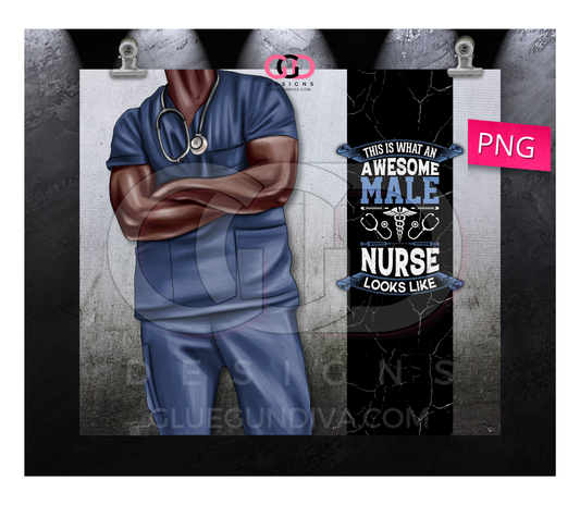 Awesome Male Nurse 3 -  Digital tumbler wrap for 20 oz skinny straight tumbler
