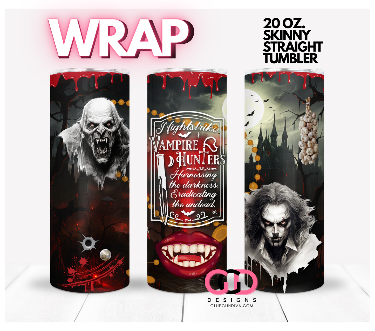 Halloween Bottle Labels- 4 Digital Wrap Images for 20 0z skinny straight tumblers