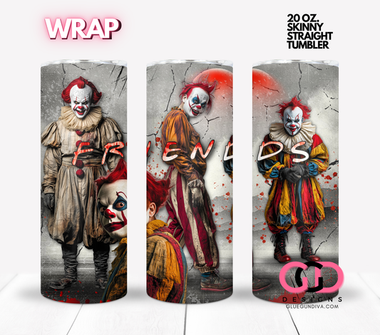 Clown Friends -  Digital tumbler wrap for 20 oz skinny straight tumbler