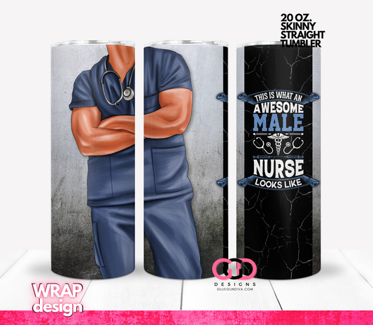 Awesome Male Nurse 1 -  Digital tumbler wrap for 20 oz skinny straight tumbler