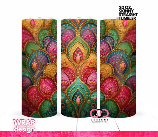 Indian Pattern -  Digital tumbler wrap for 20 oz skinny straight tumbler
