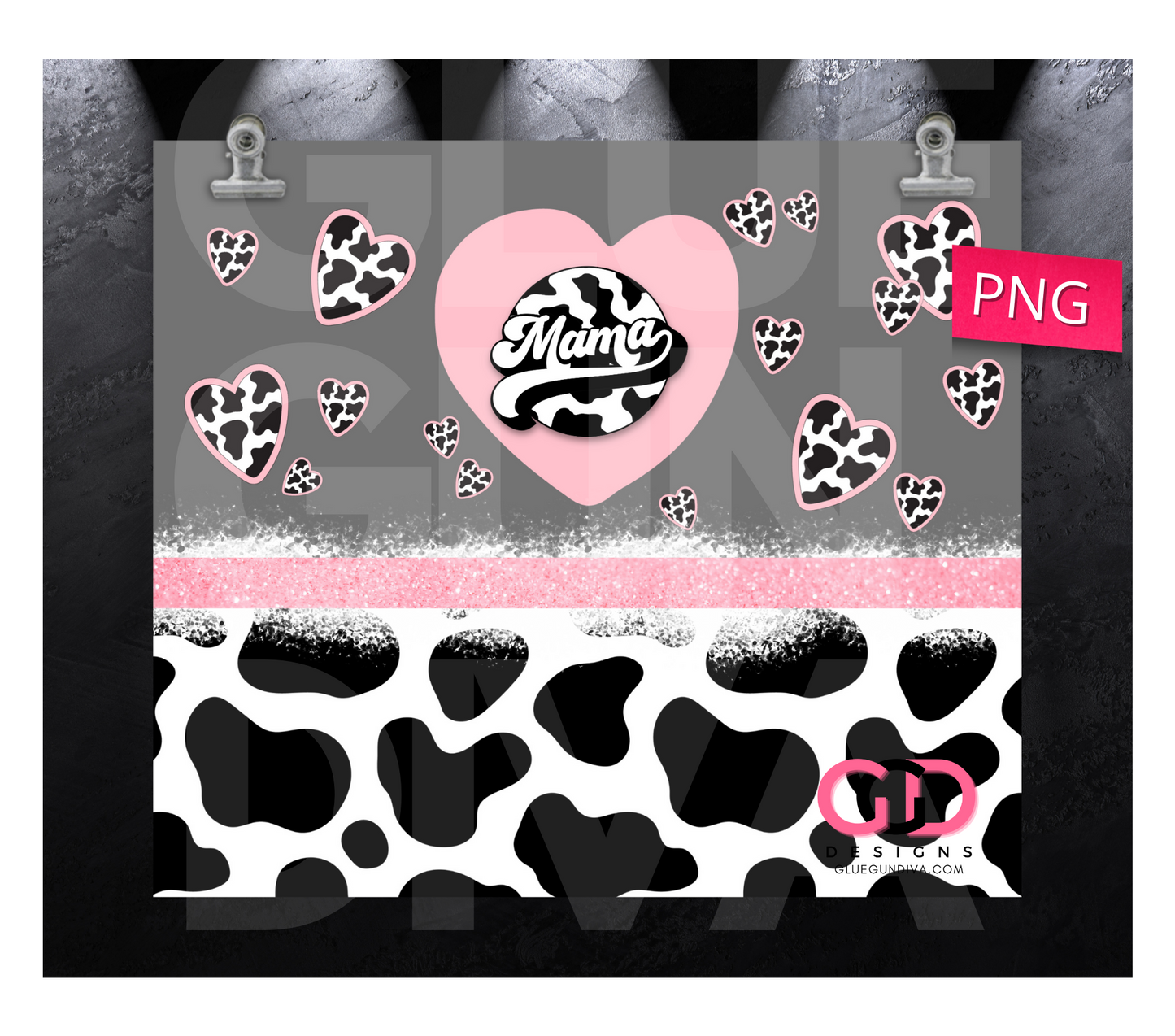 MAMA & MINI Pink Grey Cow Pattern - 3 images BUNDLE