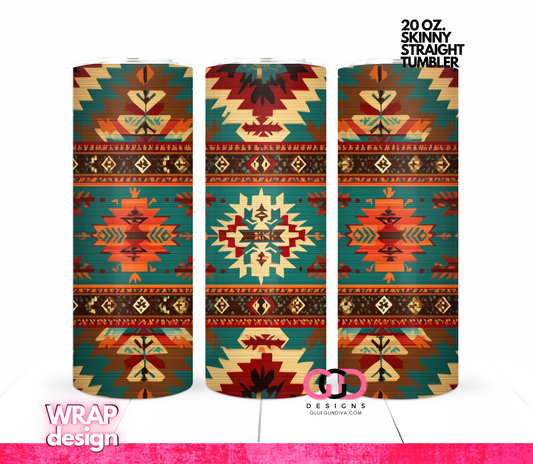 Native American Pattern -  Digital tumbler wrap for 20 oz skinny straight tumbler
