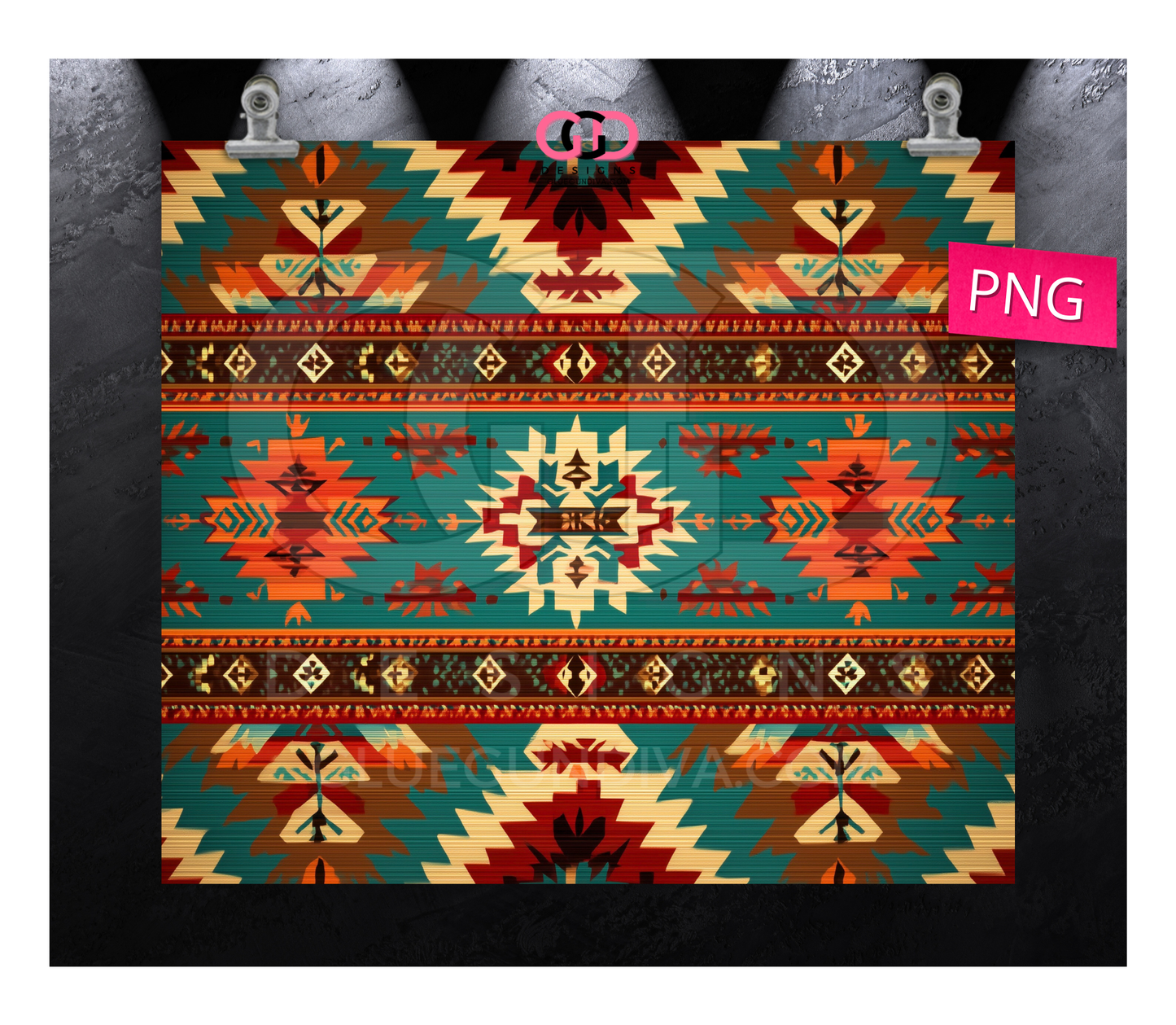 Native American Pattern -  Digital tumbler wrap for 20 oz skinny straight tumbler