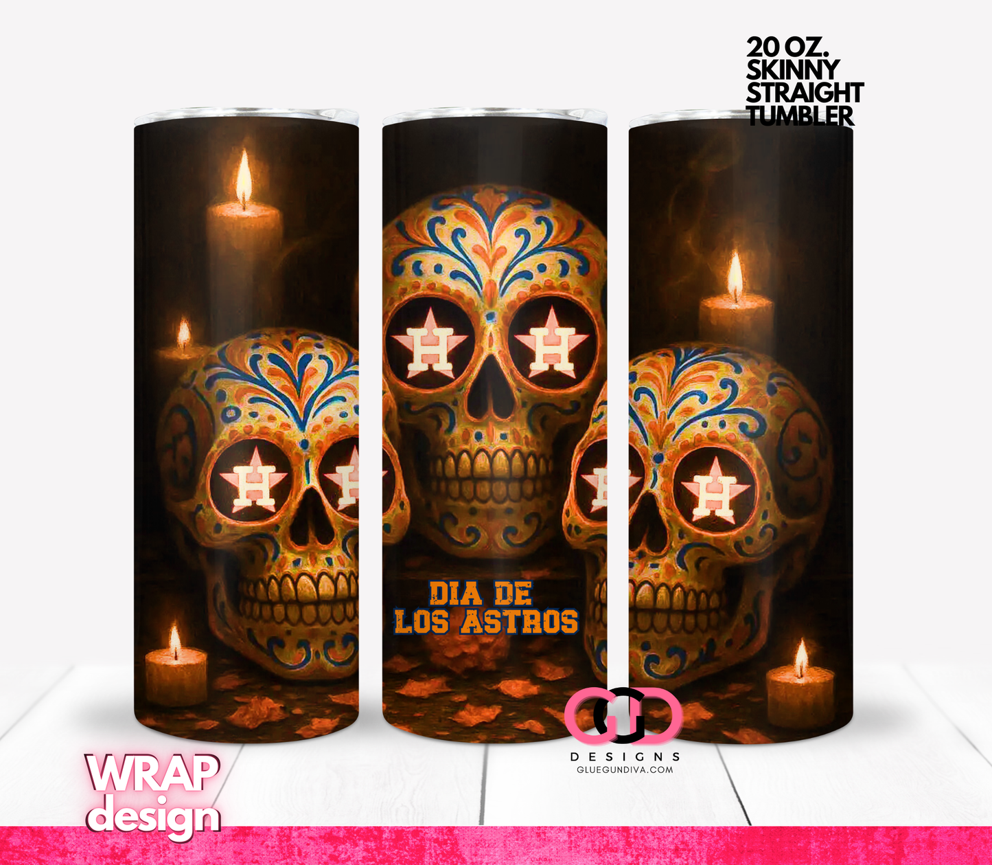 Dia De Los Astros Votives -  Digital tumbler wrap for 20 oz skinny straight tumbler