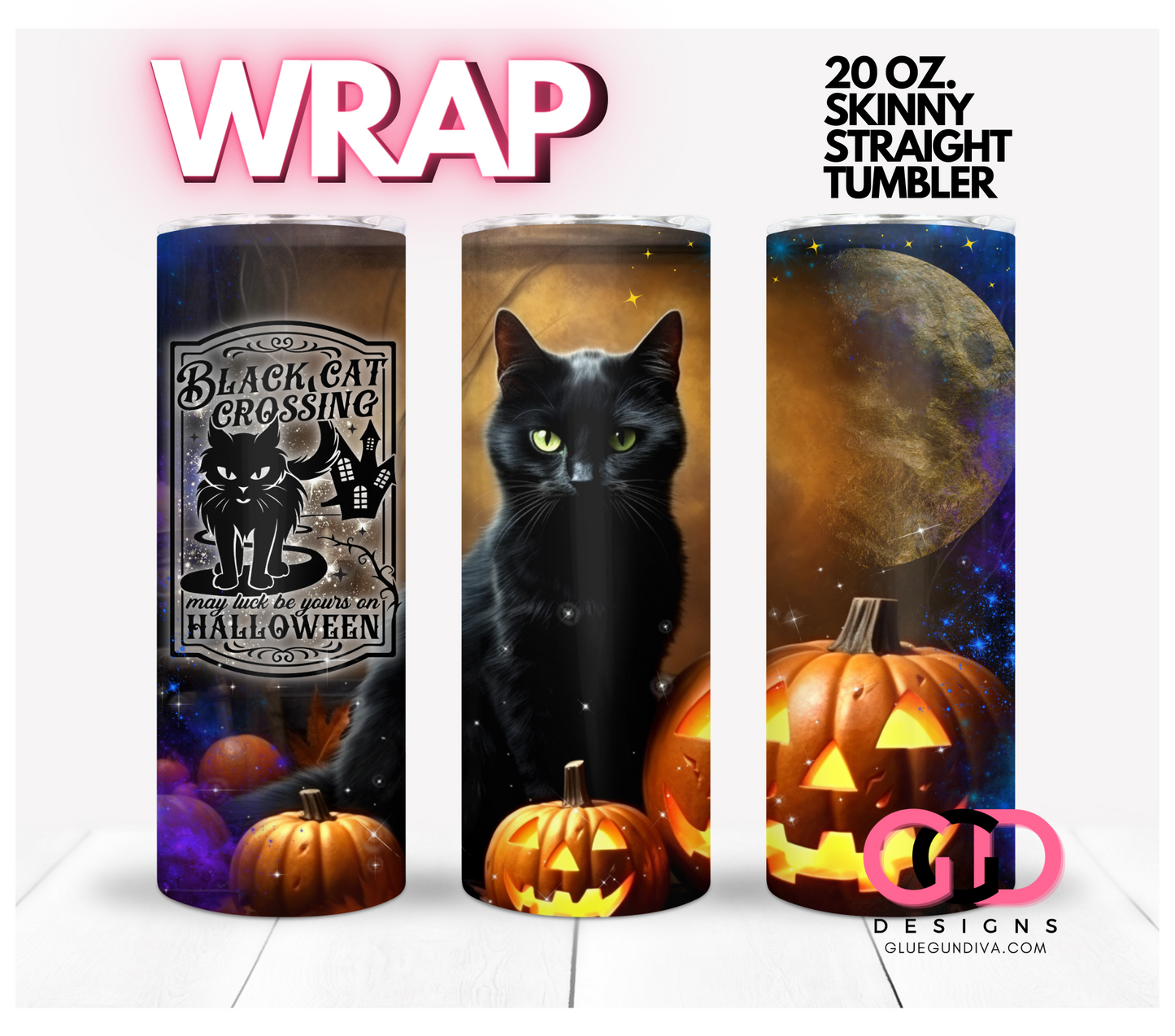 Halloween Bottle Labels- 4 Digital Wrap Images for 20 0z skinny straight tumblers