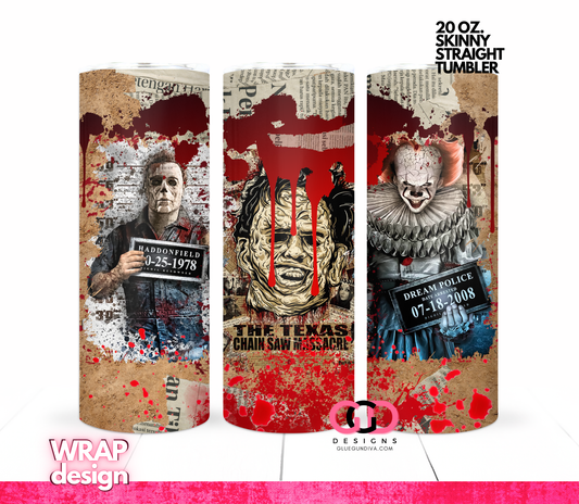Bloody Halloween News -  Digital tumbler wrap for 20 oz skinny straight tumbler