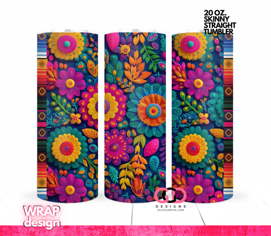 Mexican Pattern -  Digital tumbler wrap for 20 oz skinny straight tumbler