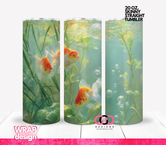 Goldfish and Bubbles -   Digital tumbler wrap for 20 oz skinny straight tumbler