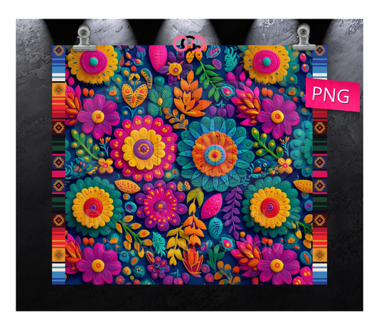 Mexican Pattern -  Digital tumbler wrap for 20 oz skinny straight tumbler