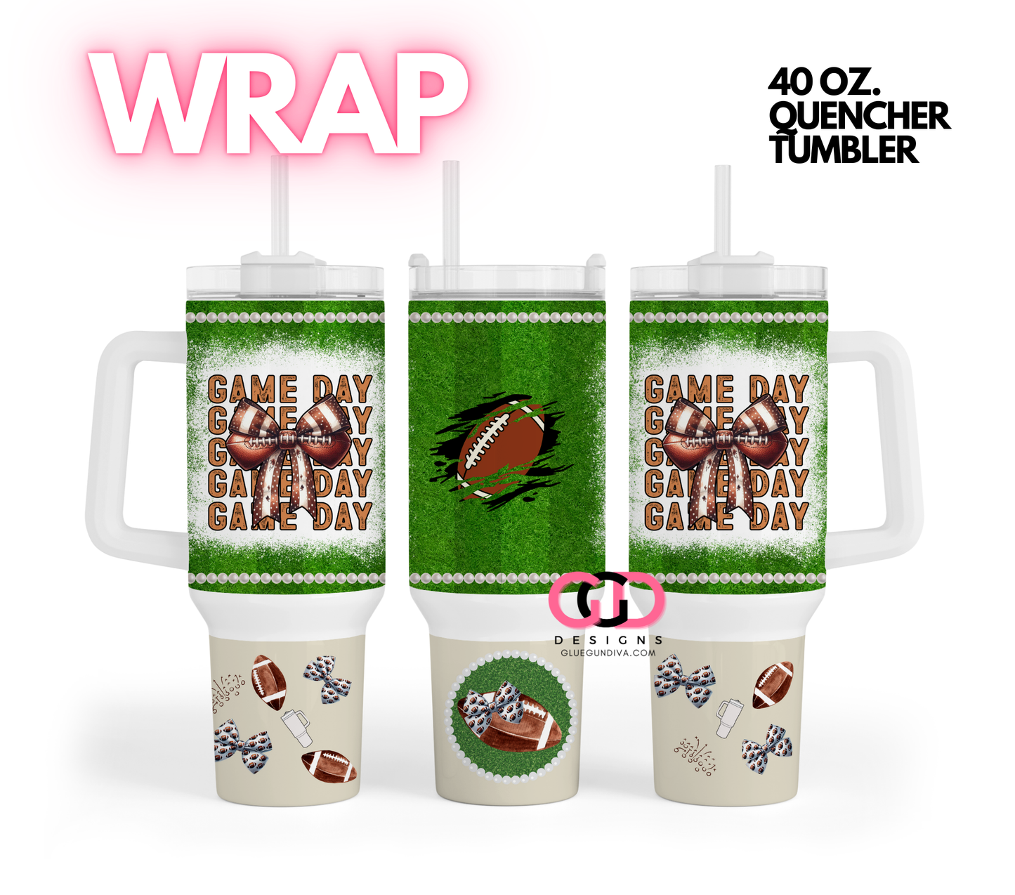 Game Day Coquette  -   Digital tumbler wrap for 40 oz tumbler