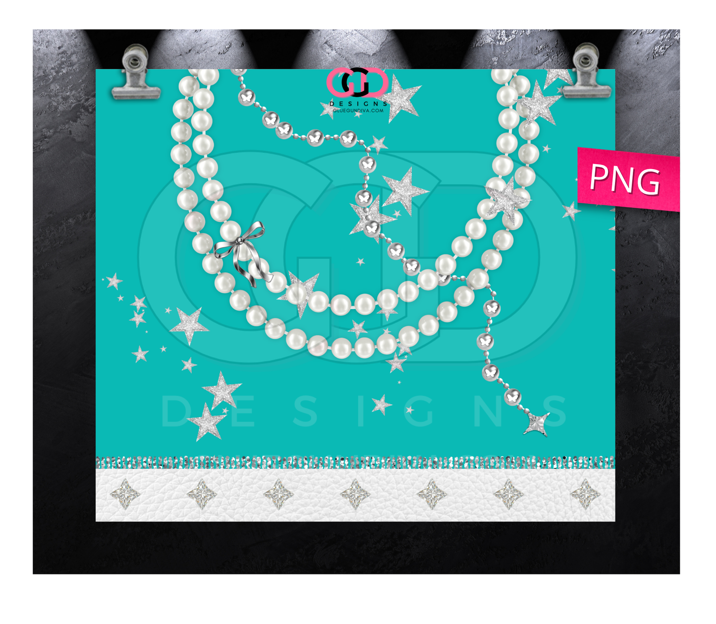 Tiffany Blue Diamonds and Pearls -   Digital tumbler wrap for 20 oz skinny straight tumbler
