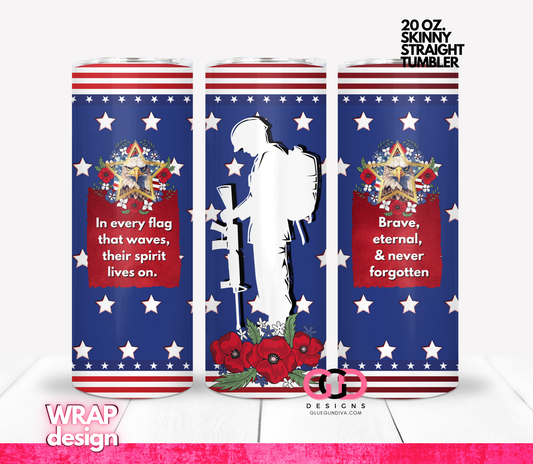 Memorial Day Soldier Stars-   Digital tumbler wrap for 20 oz skinny straight tumbler