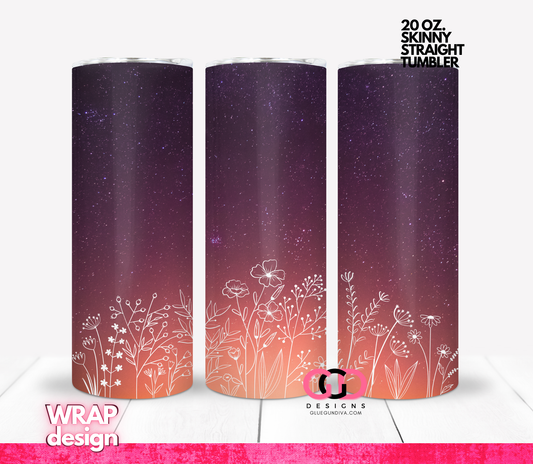 Stars and Flowers gradient -   Digital tumbler wrap for 20 oz skinny straight tumbler