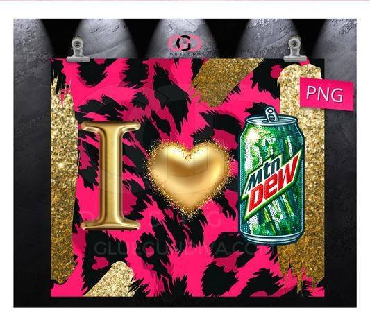 I Love Mtn Dew  -  Digital tumbler wrap for 20 oz skinny straight tumbler