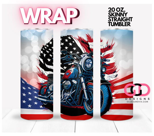 USA Bike -   Digital tumbler wrap for 20 oz skinny straight tumbler