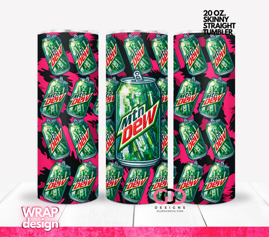 Mtn Dew Cans-  Digital tumbler wrap for 20 oz skinny straight tumbler