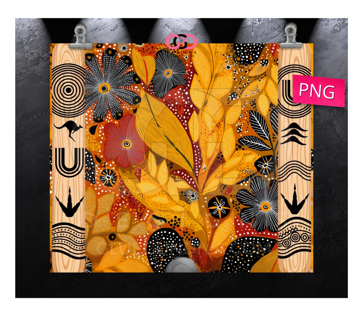 Australian Pattern -  Digital tumbler wrap for 20 oz skinny straight tumbler