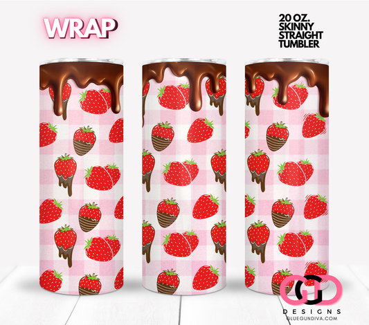 Chocolate Covered Strawberries-  Digital tumbler wrap for 20 oz skinny straight tumbler