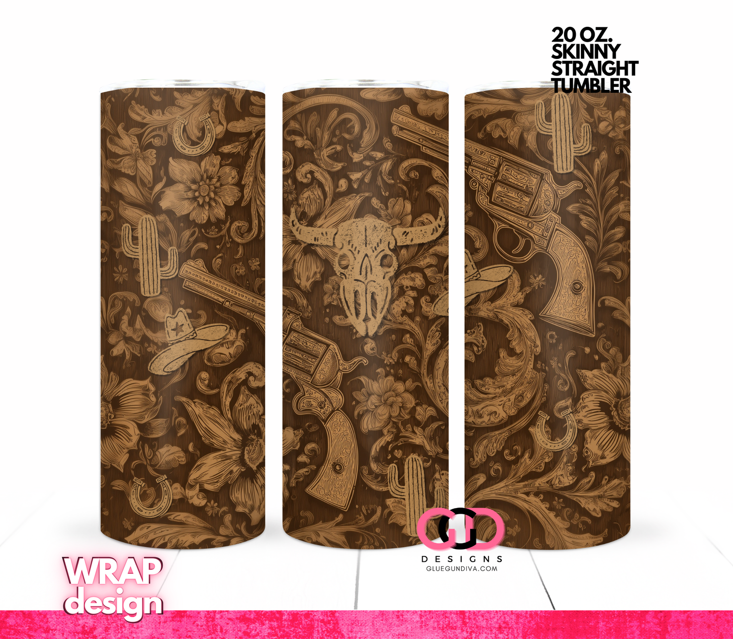 Western Pattern -  Digital tumbler wrap for 20 oz skinny straight tumbler (Copy)