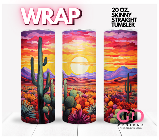 Desert Sunset-   Digital tumbler wrap for 20 oz skinny straight tumbler