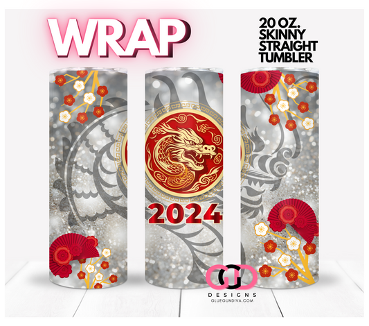 Red Dragon 2024-   Digital tumbler wrap for 20 oz skinny straight tumbler