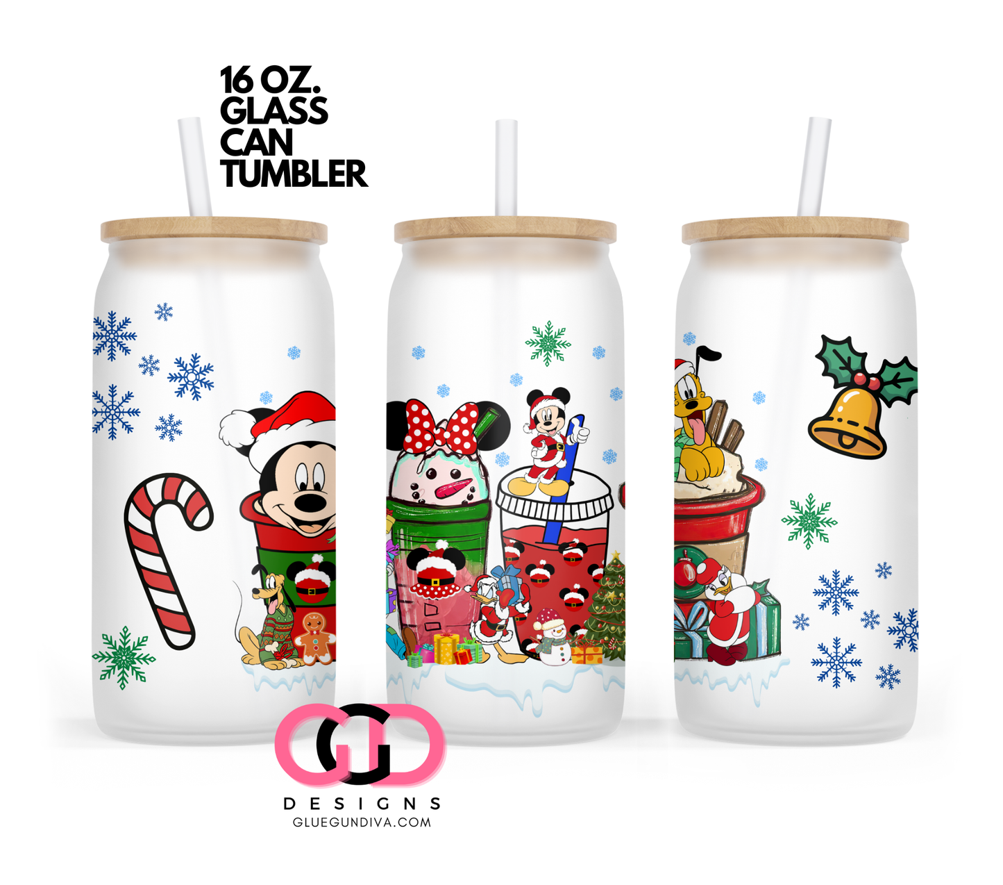 Christmas with Friends -   Digital wrap for 16 oz glass can