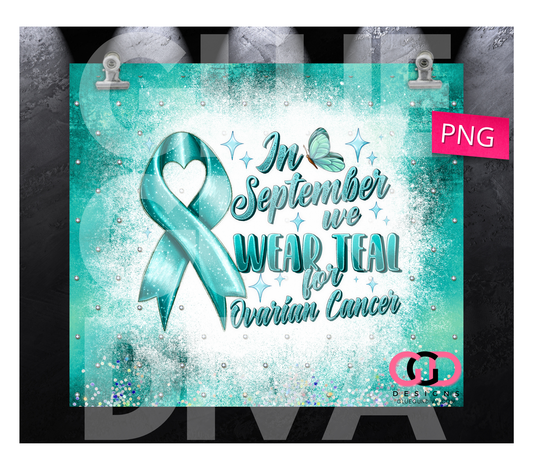 September Ovarian Cancer Diamonds-  Digital tumbler wrap for 20 oz skinny straight tumbler