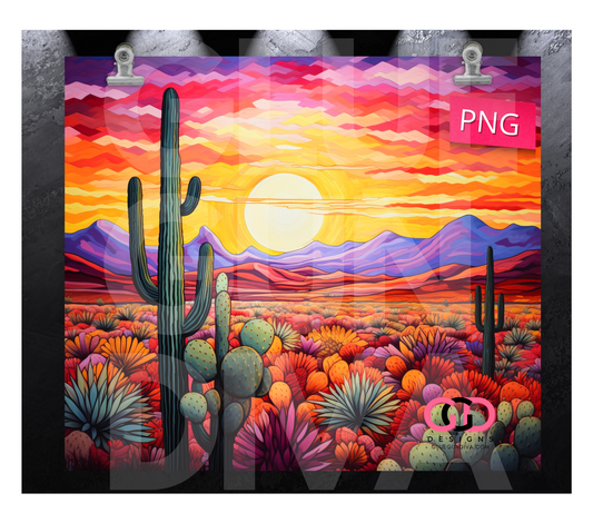 Desert Sunset-   Digital tumbler wrap for 20 oz skinny straight tumbler