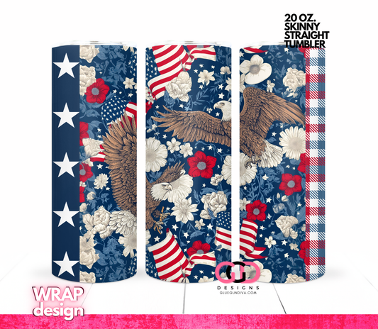 USA Eagle Pattern -  Digital tumbler wrap for 20 oz skinny straight tumbler