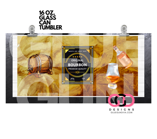 Original Bourbon Color-   Digital wrap for 16 oz glass can