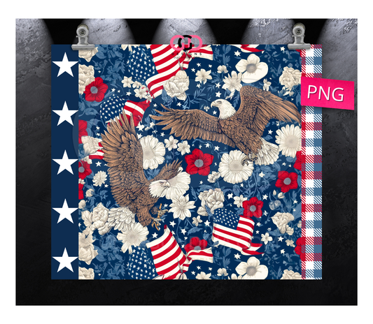 USA Eagle Pattern -  Digital tumbler wrap for 20 oz skinny straight tumbler