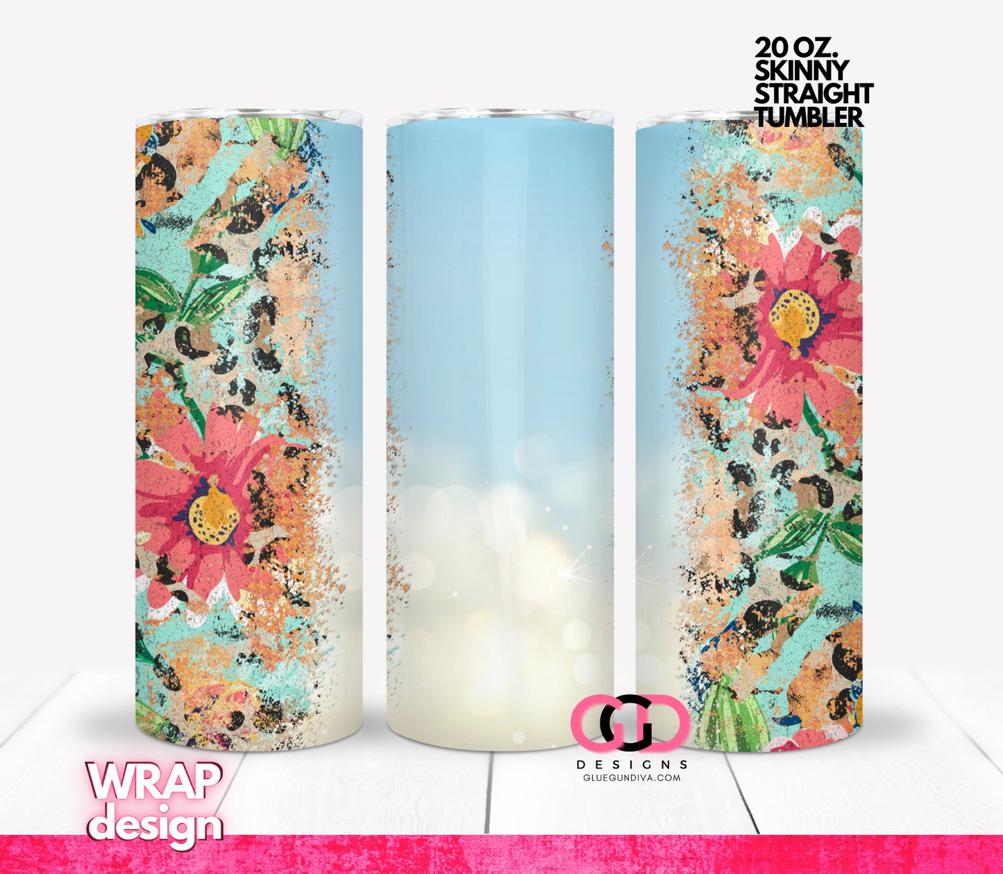 Wild Flowers Blank -   Digital tumbler wrap for 20 oz skinny straight tumbler