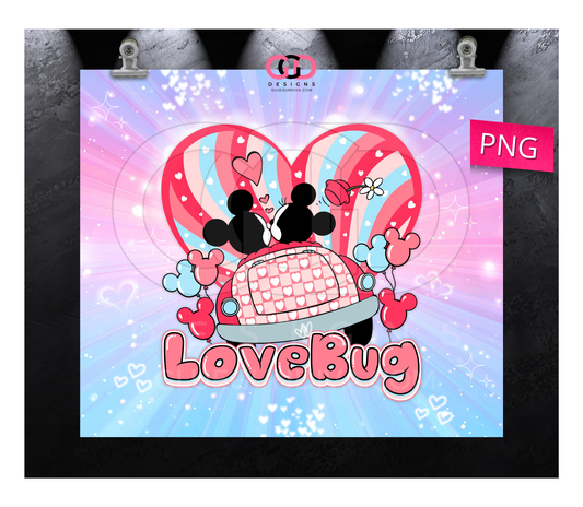 LoveBug -  Digital tumbler wrap for 20 oz skinny straight tumbler