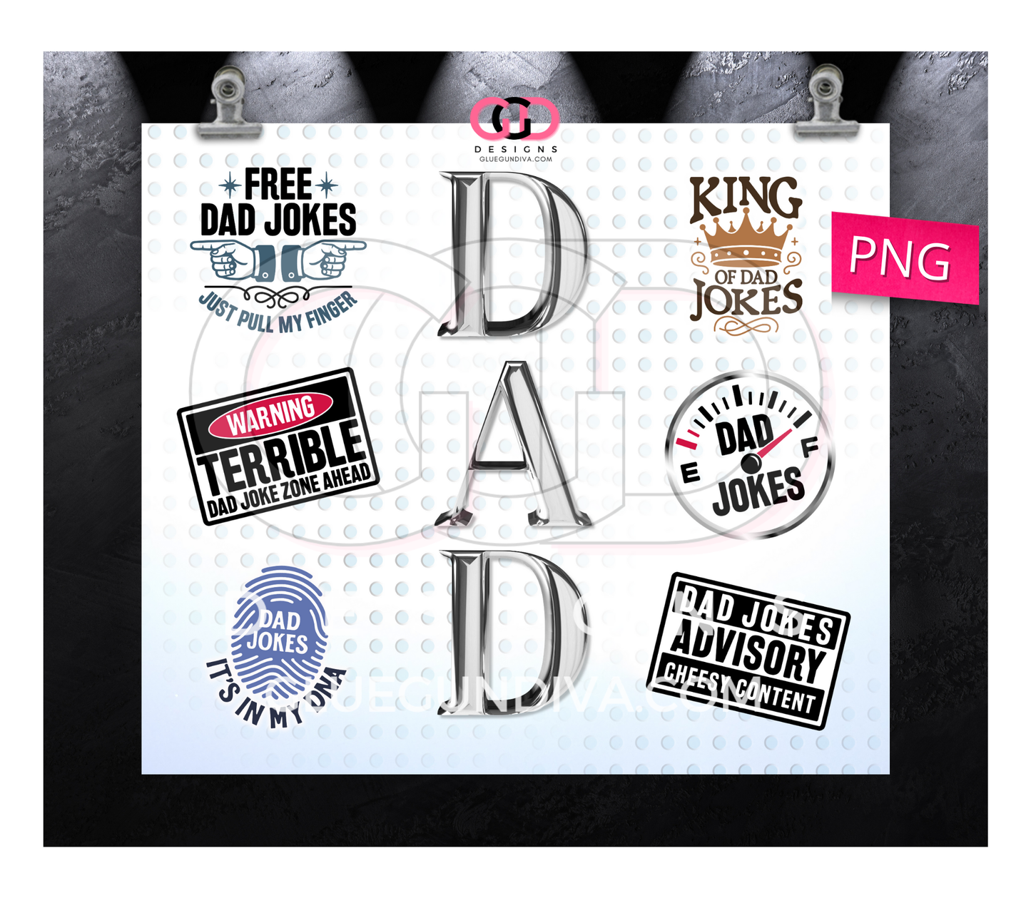 Dad Jokes Collage-  Digital tumbler wrap for 20 oz skinny straight tumbler