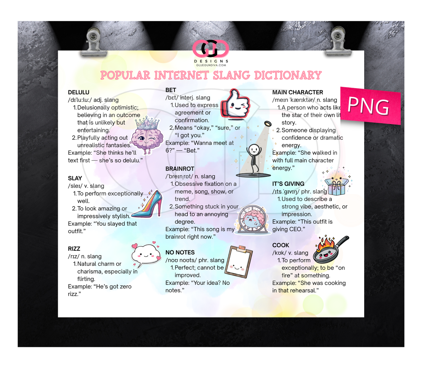 Popular Internet Slang Dictionary -Digital tumbler wrap for 20 oz skinny straight tumbler