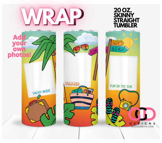 Summer Pics Photo frame -   Digital tumbler wrap for 20 oz skinny straight tumbler