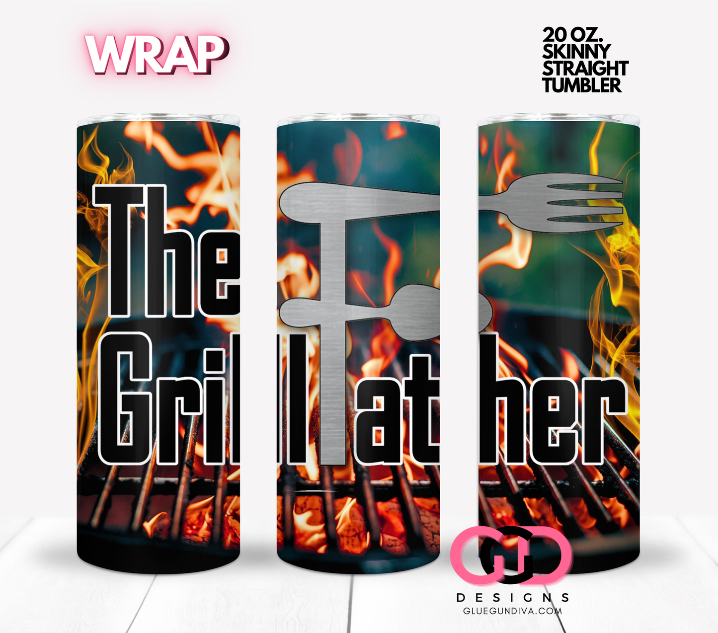 The GrillFather -  Digital tumbler wrap for 20 oz skinny straight tumbler