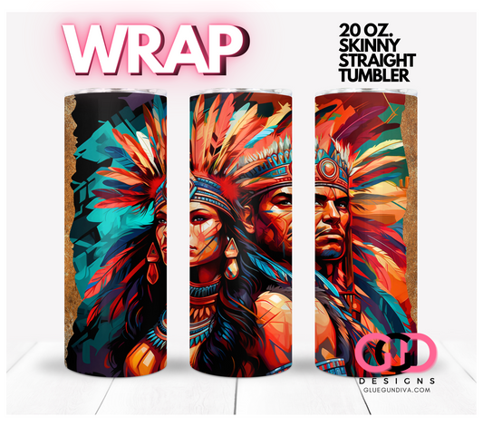 Colorful Aztec Royalty-   Digital tumbler wrap for 20 oz skinny straight tumbler