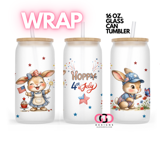 Hoppy 4th of July -   Digital wrap for 16 oz glass can