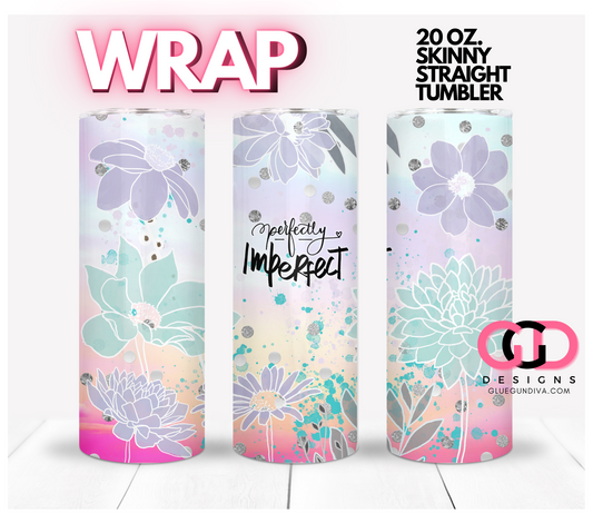 Perfectly Imperfect Lavender and Mint Flowers -   Digital tumbler wrap for 20 oz skinny straight tumbler