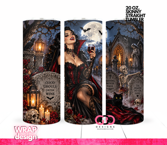 Female Vampire -   Digital tumbler wrap for 20 oz skinny straight tumbler