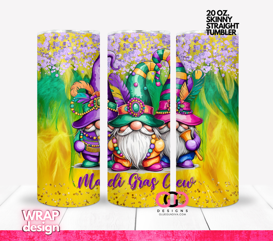 Mardi Gras Crew - Digital tumbler wrap for 20 oz skinny straight tumbler