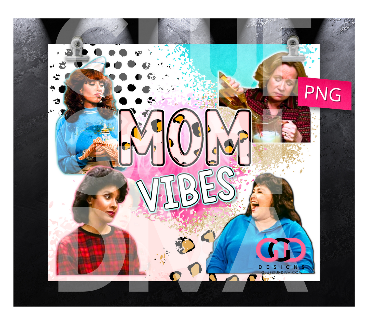 Mom Vibes TV -  Digital tumbler wrap for 20 oz skinny straight tumbler