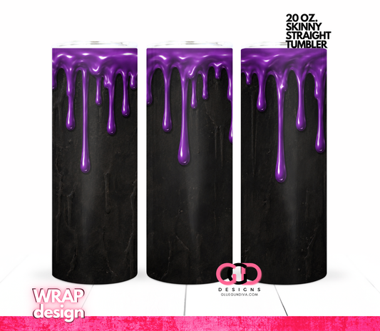 Halloween Wax Drip Candle Purple and Black -  Digital tumbler wrap for 20 oz skinny straight tumbler