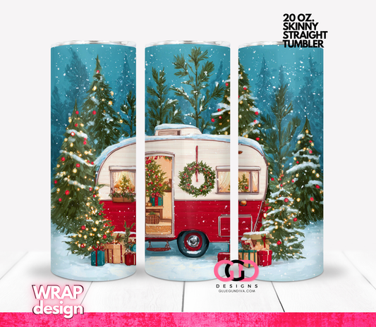 Christmas Camper -  Digital tumbler wrap for 20 oz skinny straight tumbler