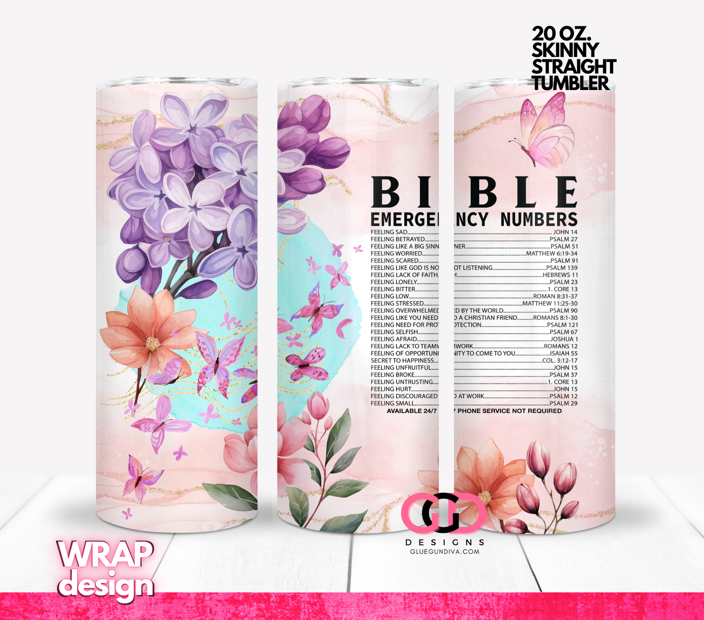 Bible Emergency Numbers Floral - 4 images BUNDLE