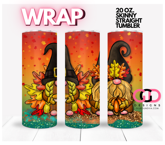 Fall Gnomes Gradient-   Digital tumbler wrap for 20 oz skinny straight tumbler